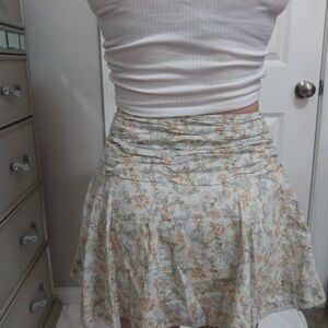 Cotton On Floral Skater Skirt - Cream and Orange